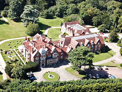 Aerial shot of large stately home