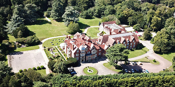 photograph captured from an aerial video for Pendley Manor in Tring