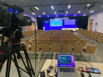 Large room set up ready to film a corporate evnt