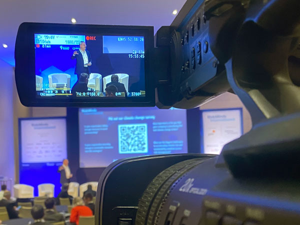 View from camera while filming a conference